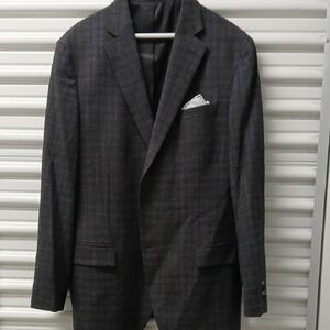 Men's Dark Charcoal Plaid Blazer - Classic Single-Breasted Jacket